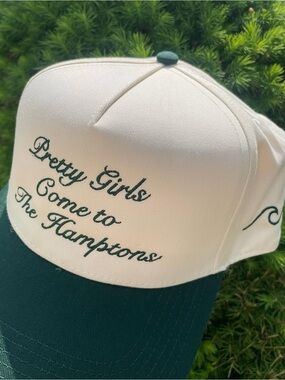 Ivory & Forest Green 'Pretty Girls Come to The Hamptons' Baseball Cap